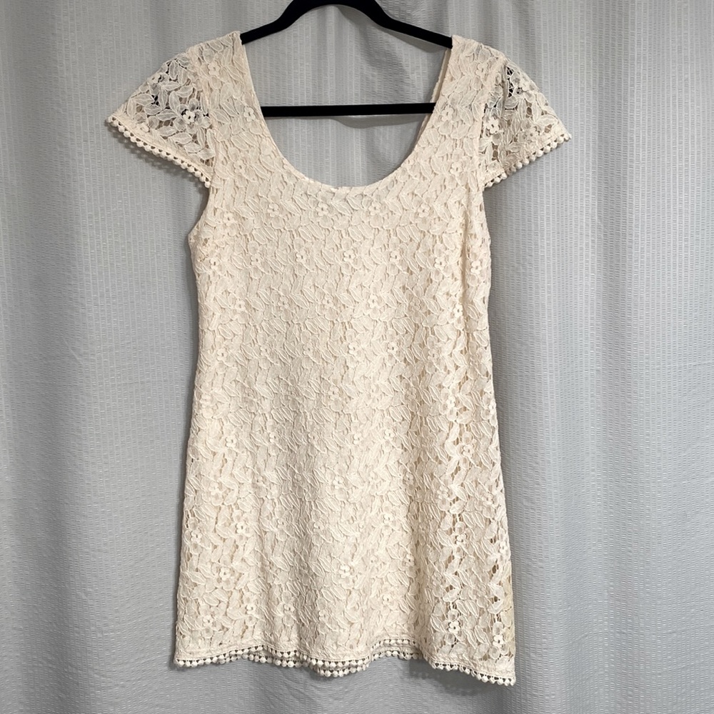 Cream Lace Mini Dress